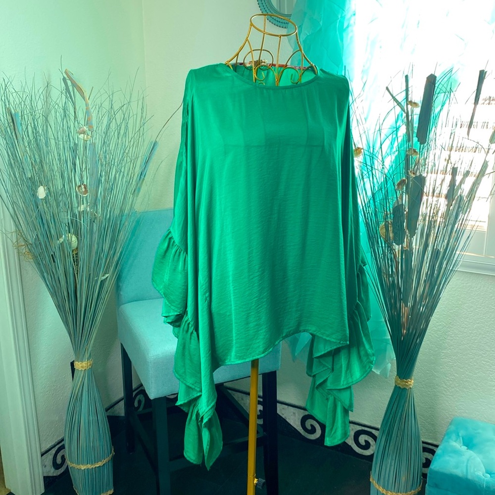 Ruffled Wide Floaty Sleeve Top